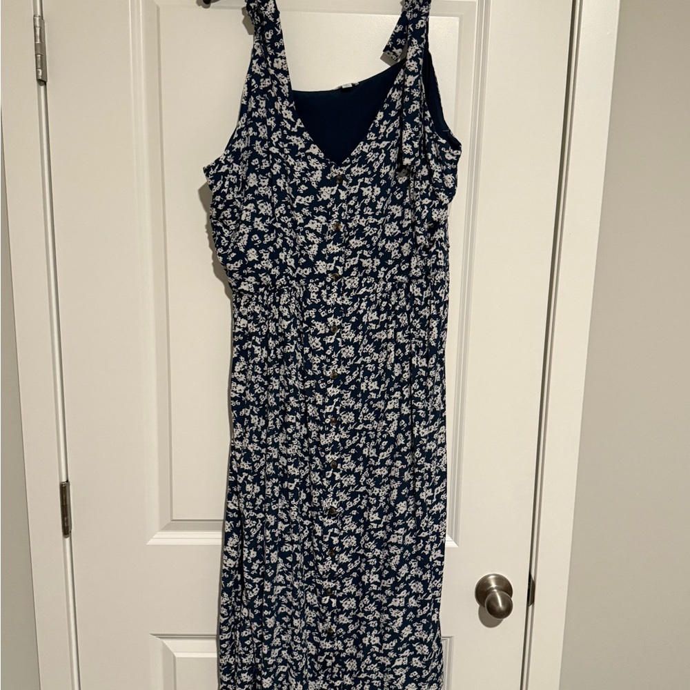 Floral Navy Blue Women's Dress